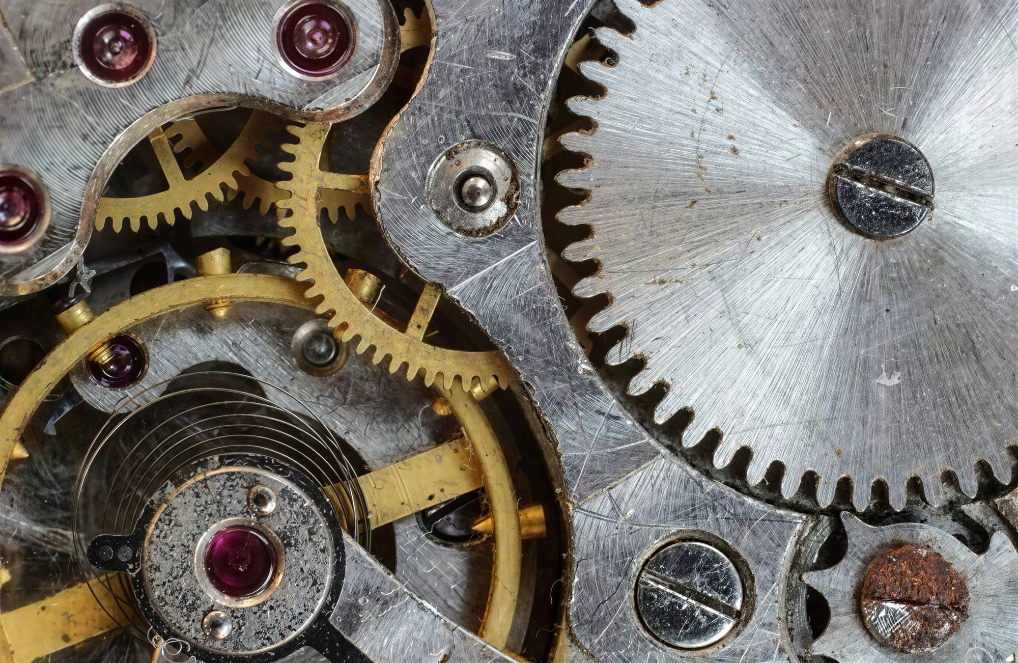 Ultra-high resolution of a vintage clockwork gears and mechanical watch parts